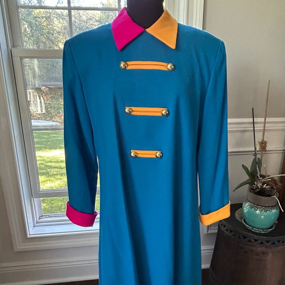 Vintage Morgan Miller Wool Turquoise Dress ~ Women's Size 12